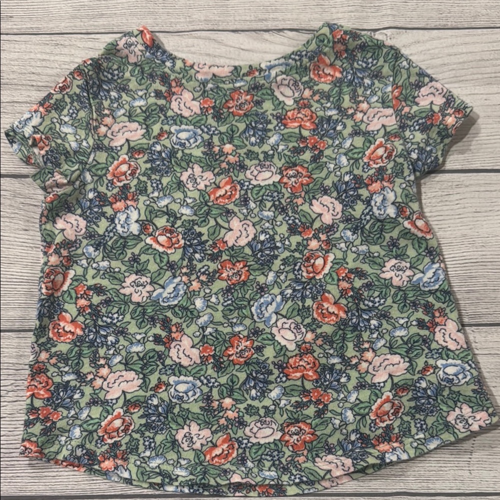 Old Navy Toddler Girls Floral Short Sleeve Tee - Green, Pink, Blue